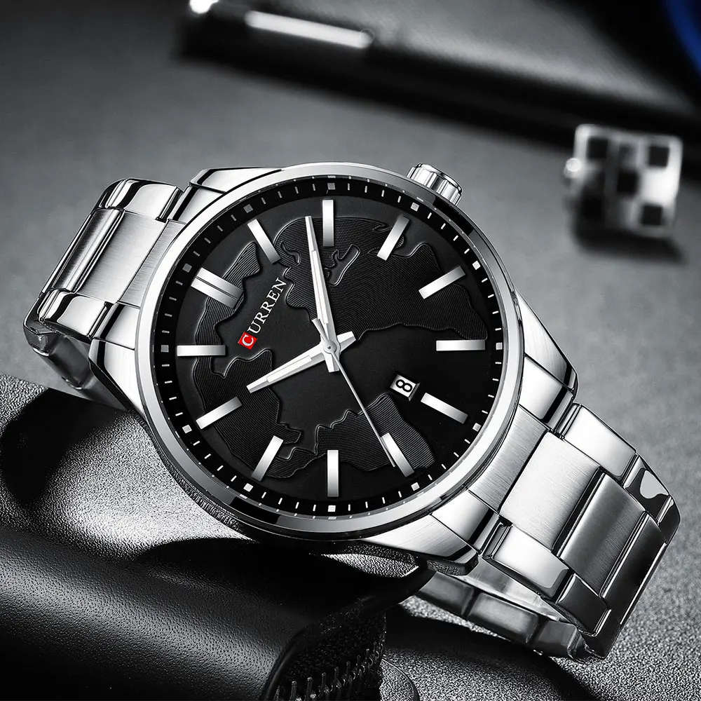 CURREN Fashion Business Watches Men Creative Design Dial Quartz Watch Stainless Steel Band Wristwatch Relogio Masculino
