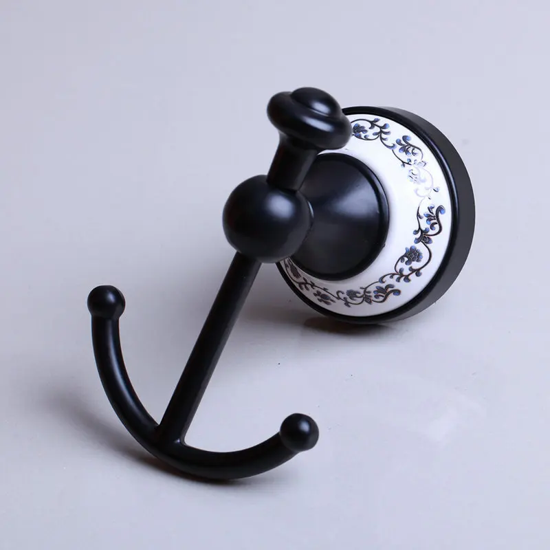 JIENI Wall Mounted Black ORB Washroom Bathroom Accessories Towel Ring Rack Paper Holder Toilet Brush Holder Frosted Glass Cup