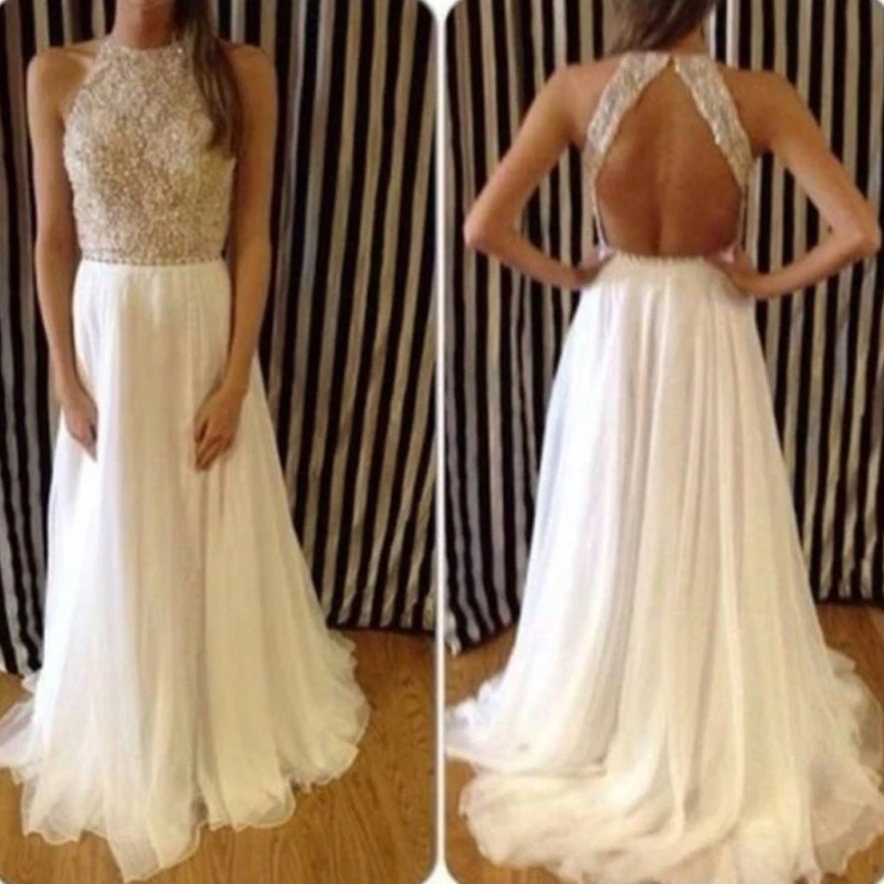 2 vestido de festa Новое поступление сексуальные длинные вечерние платья без рукавов вечерние платья с бусинами Платья для особых случаев платья для выпускного вечера - Цвет: same as pic