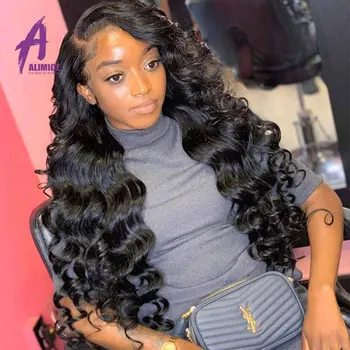 

13x4 Loose Deep Wave Lace Front Human Hair Wig 150 180 250% Brazilian Wavy Wave Hair Lace Front Wig Preplucked Hairline Alimice