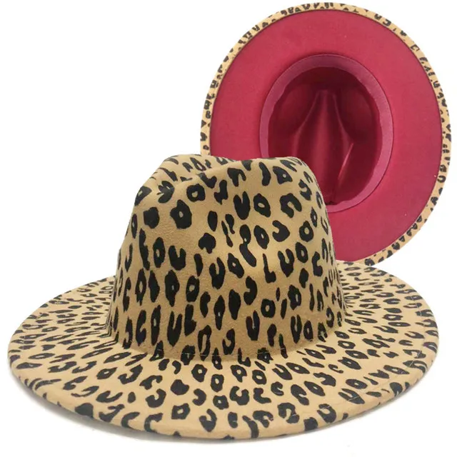 summer fedora Rose red fedora hat new leopard print hat European and American men's and women's hat fedora jazz winter hat шапка женская grey fedora hat