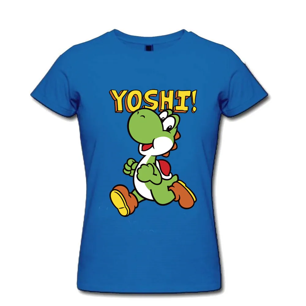 Женская футболка белая Спортивная модная хип-хоп 100% хлопок с принтом Yoshi женская
