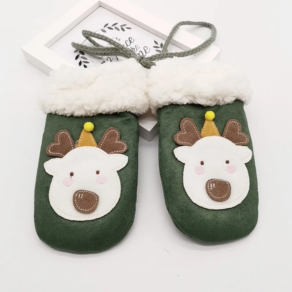 Новые стильные детские зимние перчатки; милые детские удобные перчатки с рисунком для мальчиков и девочек; модные теплые варежки с ворсом