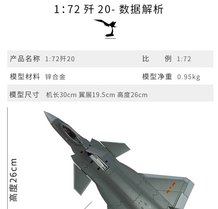 1: 72 1: 60 J-20 сплав готовой модели самолета 1: 48 аннигилатов готовой продукции J20 невидимый истребитель готовой P