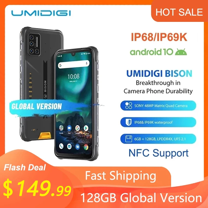 UMIDIGI BISON IP68/IP69K водонепроницаемый прочный телефон 48MP матрица Quad Camera 6 3 &quotFHD +