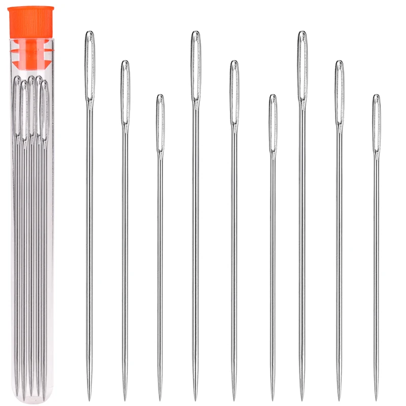 

LMDZ 9 PCS Large Eye Blunt Stitching Needles 3 Sizes Leather Sewing Needle Embroidery Yarn Knitting Hand Sewing Tools