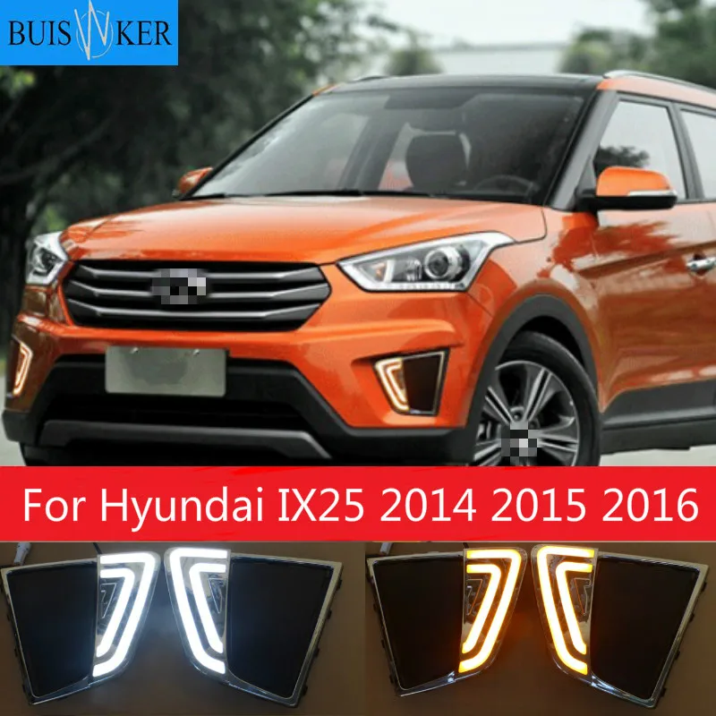 

1 пара для Hyundai IX25 2014 2015 2016 заменить колпак противотуманных фар автомобиля отверстий светодиодный DRL Габаритные огни Светодиодный дневные огни