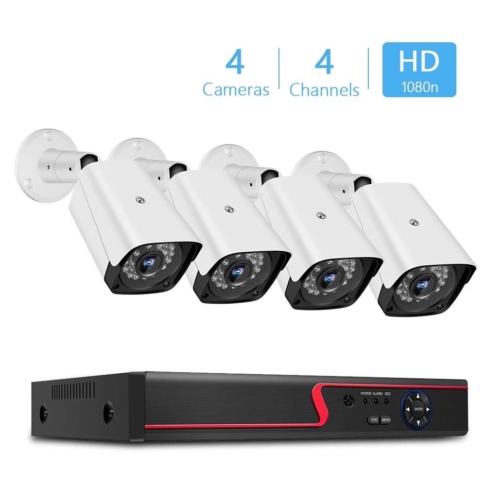 CVI TVI NVR HVR AHD 5-в-1 DVR 4CH CCTV Регистраторы+ 4 шт. видео, для наблюдения, безопасности, Камера видеонаблюдения Системы набор на открытом воздухе
