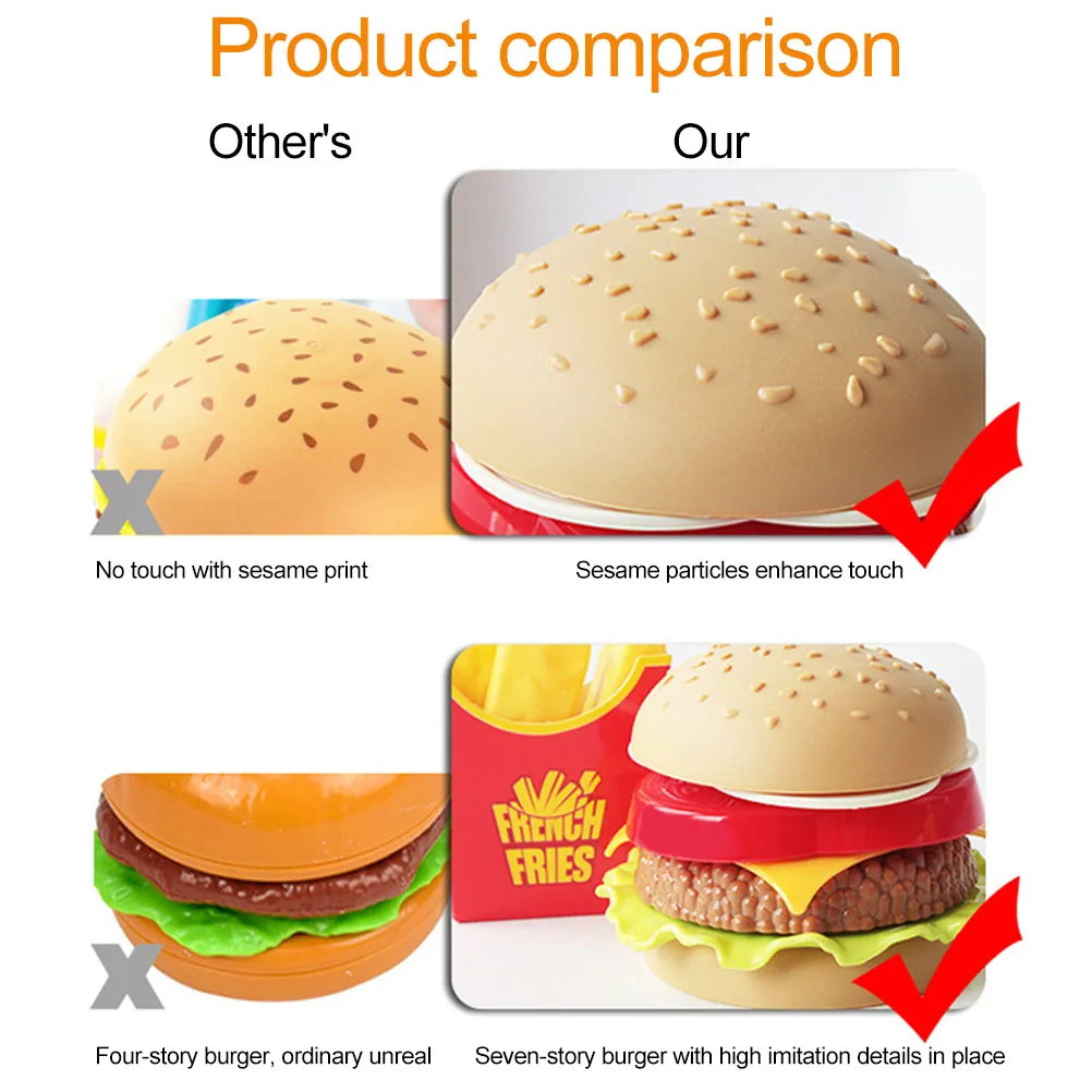 Игрушка имитация еды для детей набор из 2 предметов домик ролевых игр гамбургеры