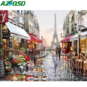 

AZQSD Paint By Numbers City Unframed Decoration Oil Painting By Numbers Landscape Hand Paint Kit Canvas Wall Art Diy Gift