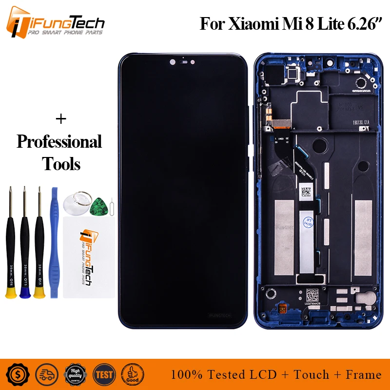С рамкой для Xiaomi Mi8 Lite ЖК-дисплей сенсорный экран дигитайзер в сборе LCD Youth 8X Mi 8