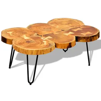 

vidaXL Coffee Table 35 cm 6 Trunks Solid Sheesham Wood