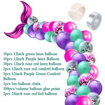 

44Pcs 12inch Party DIY Decoration Mermaid Metallic Balloons Confetti Air Ballons Wedding Birthday Foil Balloons Party Supplies