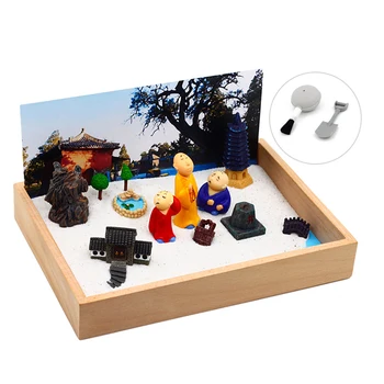 

Mini Three Monks Zen Landscapes Sandbox Sand Table Micro Landscape Desktop Ornaments Decompression Toy