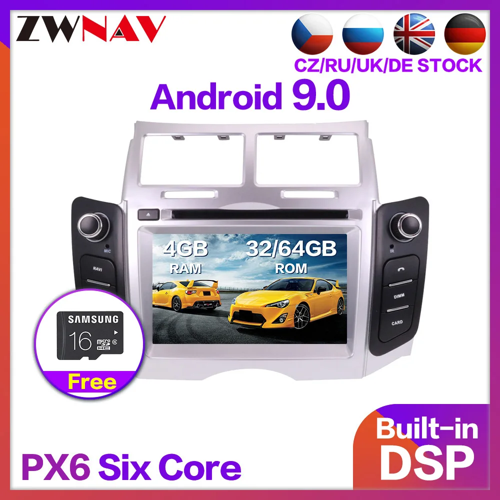PX6 DSP 4+ 64 Android 9,0 автомобильный стерео Мультимедийный dvd-плеер gps для Toyota Yaris 2005-2011 радио gps Navi аудио головное устройство карта
