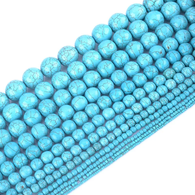 Бусины из натурального камня Aqua Howlite круглые бусины россыпью для браслетов