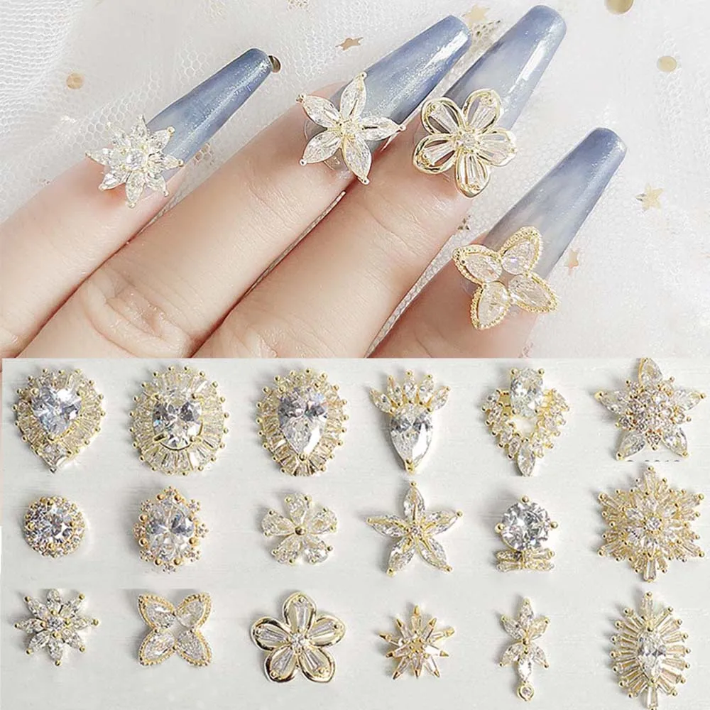 Charms Nail Rhinestones Shiny Flower Water Drop Zircon Art Decoration Crystal Jewelry Ornaments Manicure Accessories |