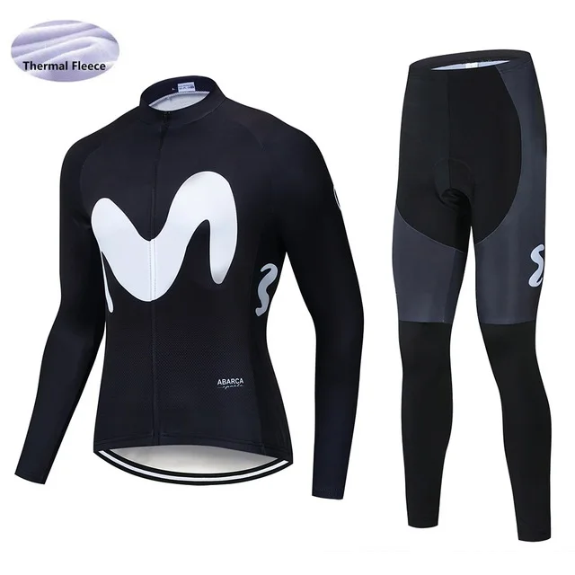 movistar MTB термальный флис Велоспорт Джерси Набор traje maillot ciclismo hombre Verano Ropa de ciclismo feminino - Цвет: C13