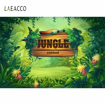

Laeacco Jungle Party Birthday Green Plants Tropical Photo Background Customized Vinyl Photophone Photography Backdrop Studio