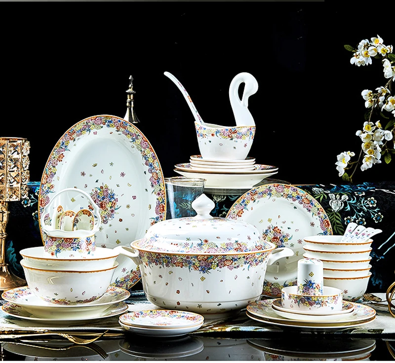 50pcs set, fine bone china dinner set, star design, porcelain