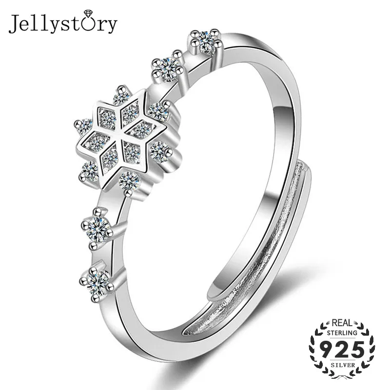Jellystory Trendy Silver 925 Jewelry Ring with Snowflake Shape Zircon Gemstone Open Ring for Women Wedding Party Gift Wholesale Jellystory Trendy Silver 925 Jewelry Ring with Snowflake Shape Zircon Gemstone Open Ring for Women Wedding Party Gift Wholesale