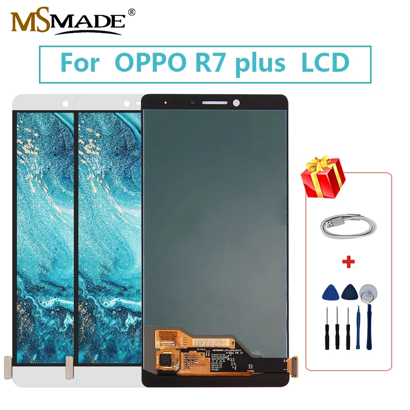 6," ЖК-для OPPO R7 Plus R7P ЖК-дисплей сенсорный экран дигитайзер запасные части с рамкой+ подарок