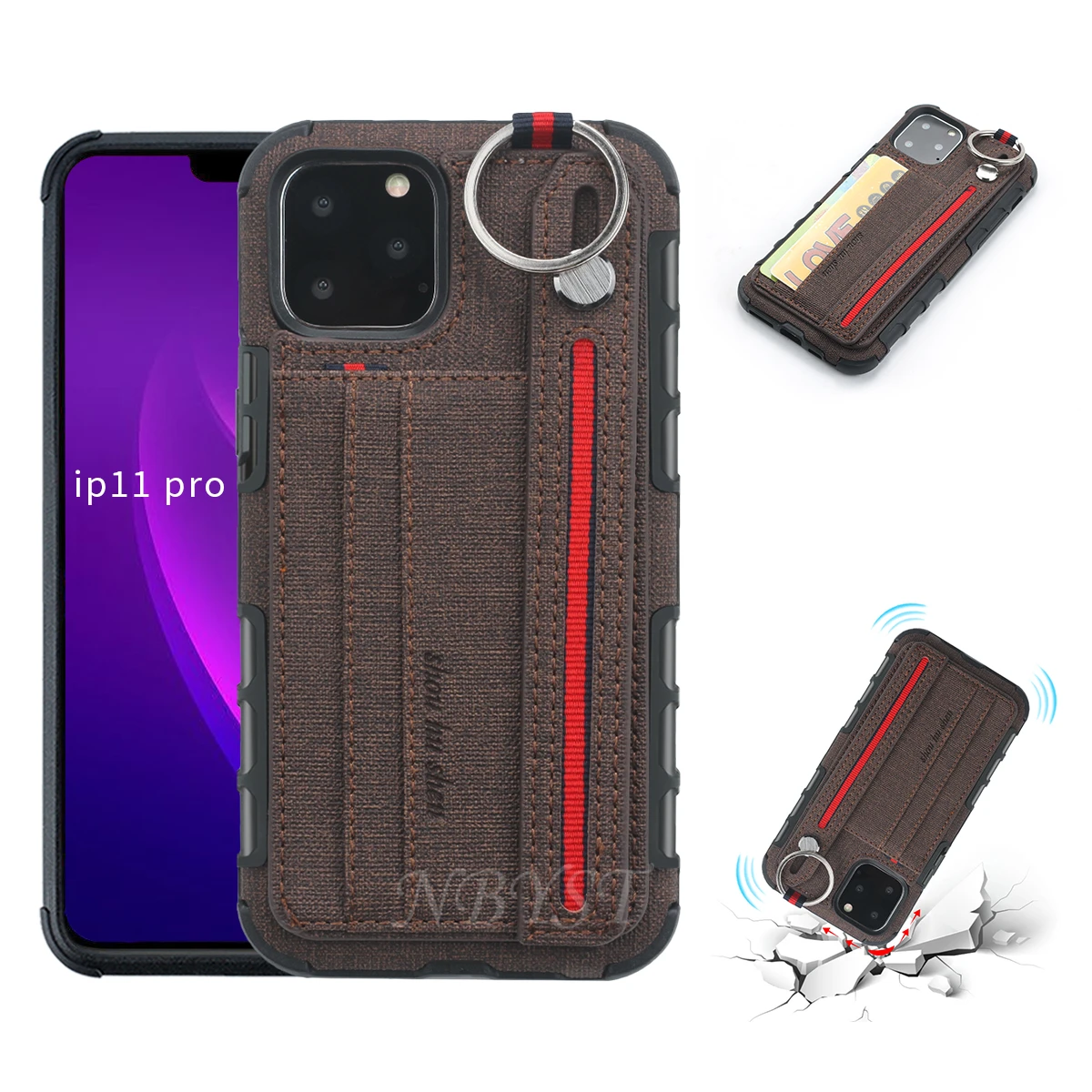 Тканевый держатель для карт, чехол для iPhone 11Pro Max XR XS MAX 6S 7 8 Plus, плетеный бумажник на запястье, чехол для телефона для iPhone 11Pro Max