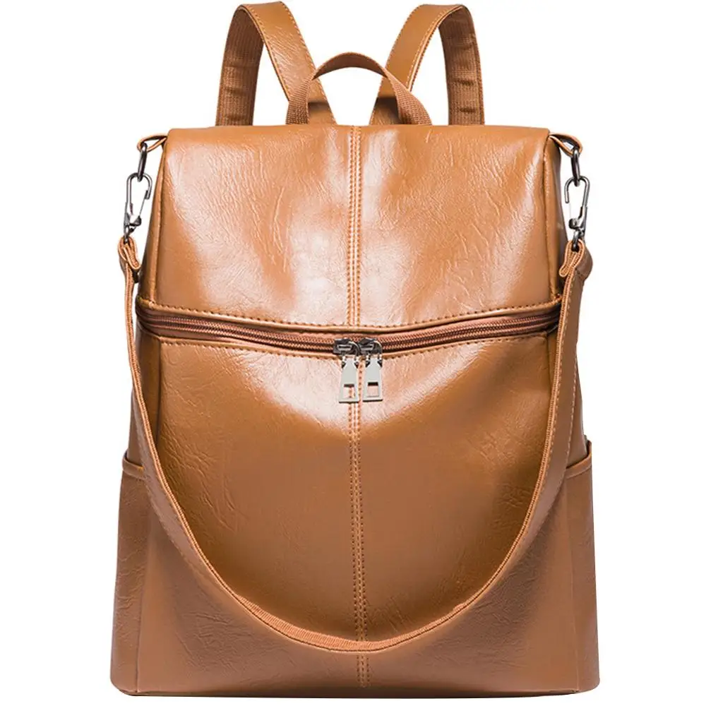 Для женщин рюкзак Англия Стиль нейтральных школьный Knap-анти-конструкция с защитой от краж и Водонепроницаемый ПУ рюкзак, сумка через плечо - Цвет: PU Brown