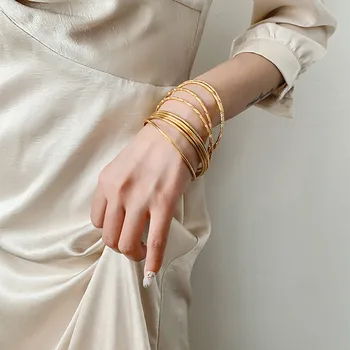 

8 Pieces/set Simple Fashion Stainless Steel Gold Bracelet for Woman Multilayer DIY Cuff Bracelet Girl Jewelry Gift