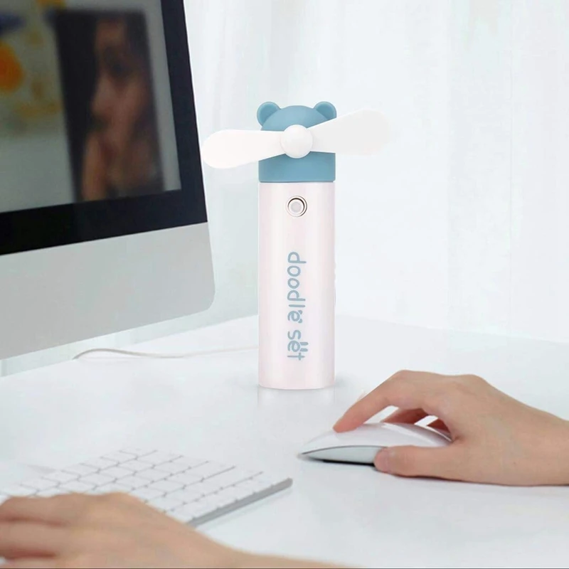 Handheld Fan, Mini Fan,Portable Misting Fan, Usb Rechargeable Fan. 1200Mah Small Battery Operated For 6 Hours Continuous Work