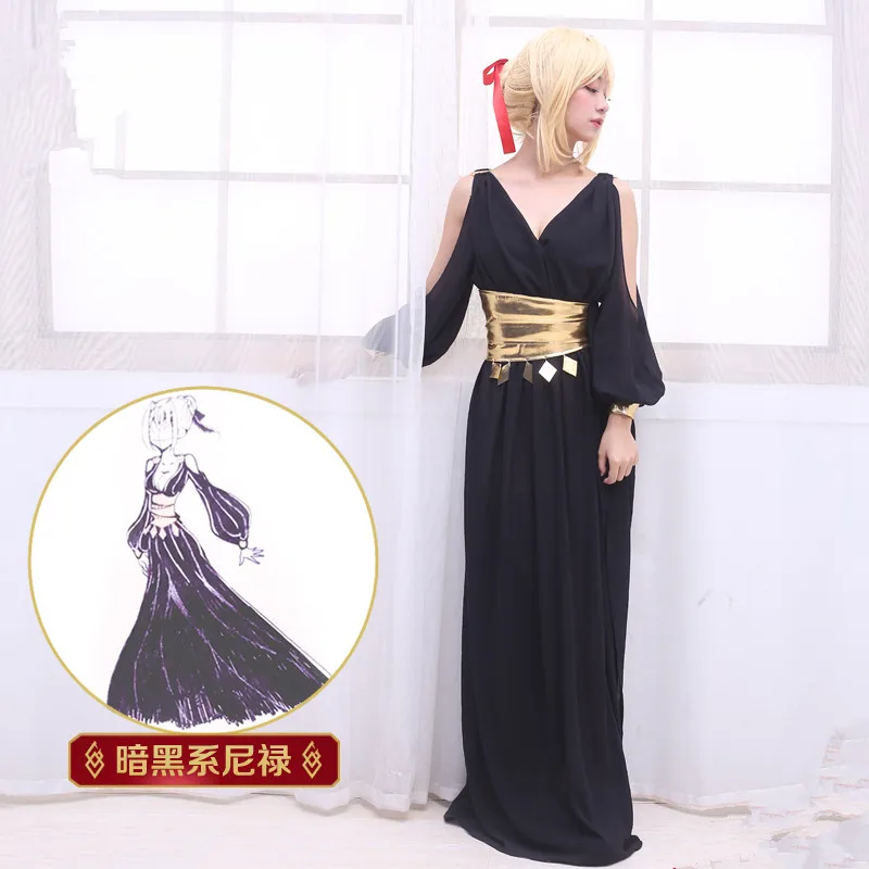 Костюм для косплевечерние из аниме Fate/Grand Order FGO Saber Нерон Клавдий черная Пижама