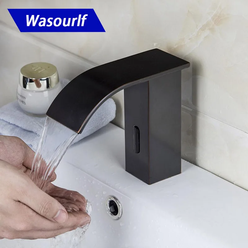 

WASOURLF Ванная комната водные магистрали из Желтой меди с автоматически распознало кран смеситель для раковины, кран горячей и холодной воды современный дизайн высокое качество для гостиницы