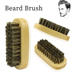 Customizable Logo Wooden Men'S Beard Brush Boar Bristles Shaving Care Brush