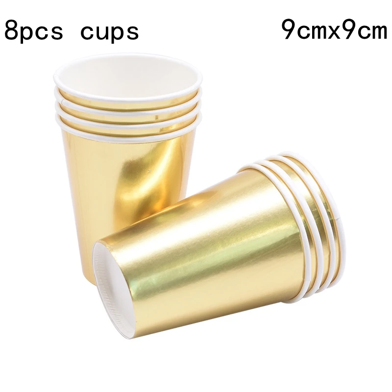 cups Золотые вечерние одноразовые Одноразовая посуда чашка пластина соломенная бумага коробка День рождения декоративный для Бэйби шауэра фестиваль вечерние поставки - Цвет: cups