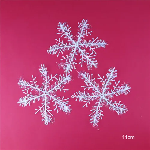 30Pcs 11cm 30 шт./лот 11 см Рождественское украшение белое пластиковое Рождественское дерево снежинки окно рождественские украшения для дома navidad - Цвет: 30Pcs 11cm