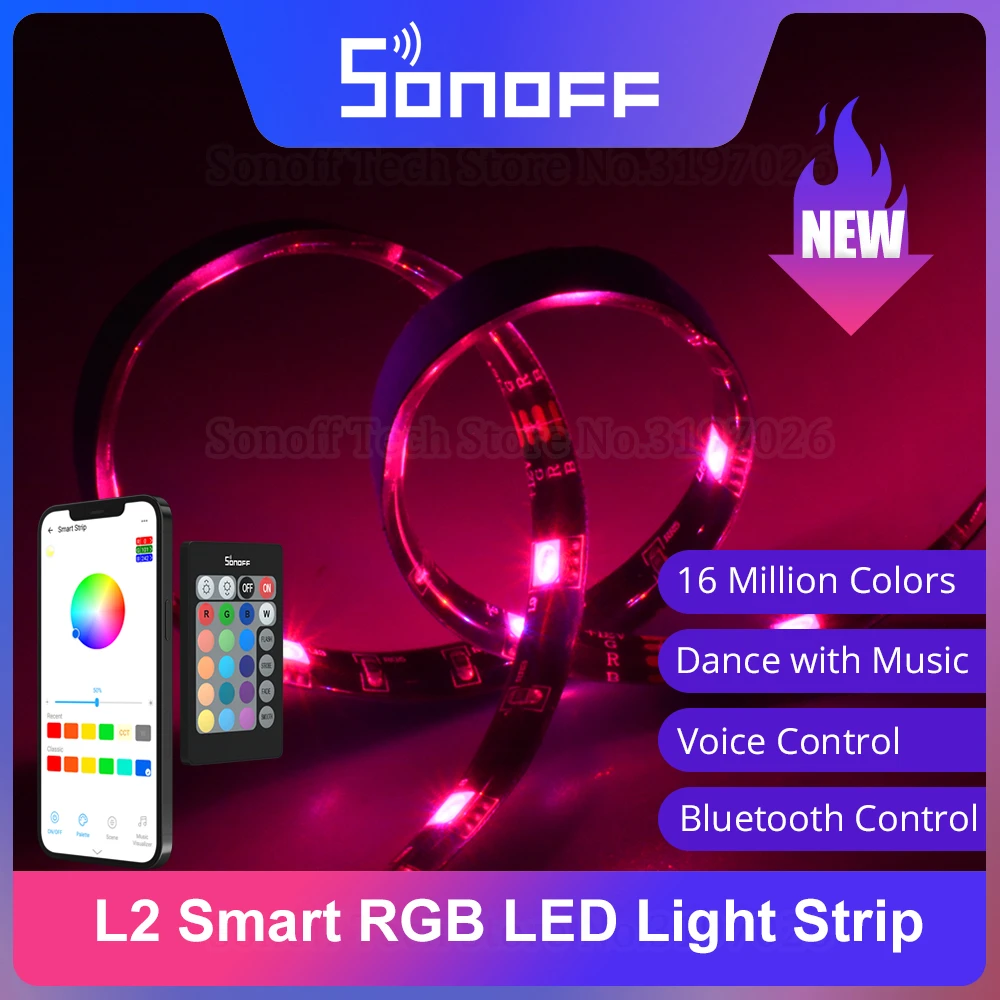 Sonoff L2 Rgb Led Light Strip Upgraded Bluetooth-compatible Remote Control  Via Ewelink Voice Control Support Alexa Google Home - Automation Modules -  AliExpress