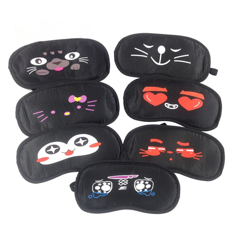 New Black Travel Normal Cartoon Print Women Men Kids Eyeshade Sleep Eye Cover Eyeshade Black Eye Blinder Sleeping Eye Mask