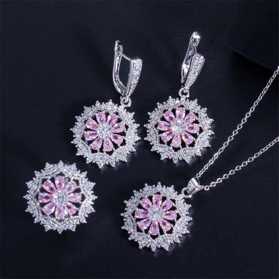 

6 colors optional new European and American style snowflake suit chain bride zircon suit copper plated 2019 fashion