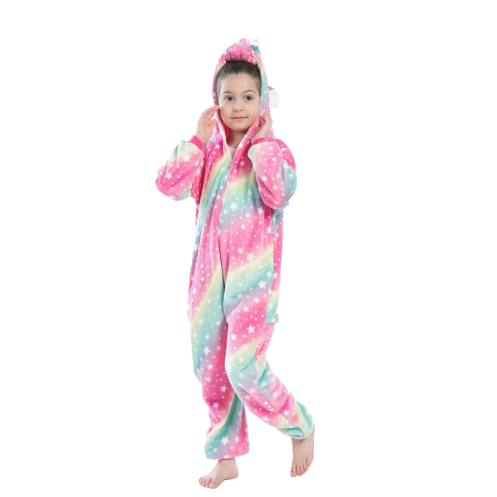 Unicorn Costume Baby Girl Boy Flannel Soft Warm Kigurumi Pajamas Pyjamas Kids Unicornio Pijamas Onesies Pajama for 4-12Years