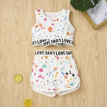 

Pudcoco Toddler Baby Girl Clothes Summer Sleeveless Print Crop Veset Tops Short Pants 2Pcs Outfits Cotton Clothes Tracksuit