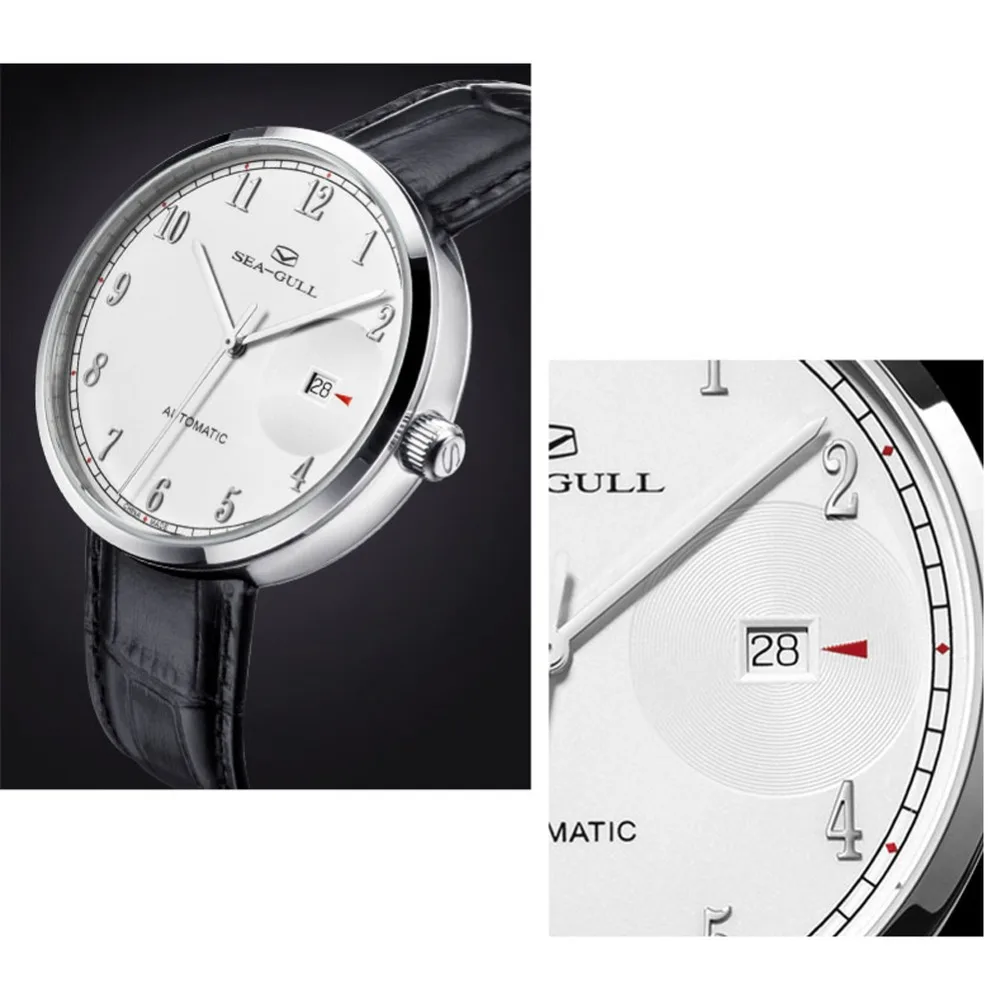 Seagull bauhaus стильные автоматические часы Автоматическая Дата ST2130 движение выставка назад небольшой детальный механический Платье Мужские часы 1006