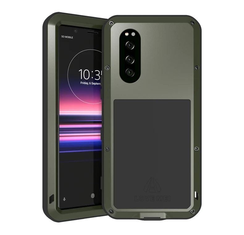 Мощный чехол LOVE MEI для sony Xperia 5 Gorilla glass, металлический противоударный чехол из алюминия, водонепроницаемый чехол