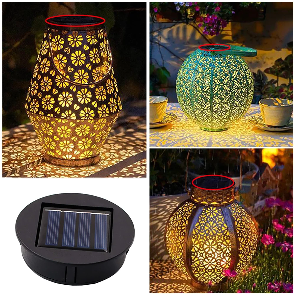 LED 랜턴 라이트 뚜껑이 있는 태양 전지 패널, 야외 행잉 랜턴 상단 교체 부품, DIY 테이블 조명 장식
