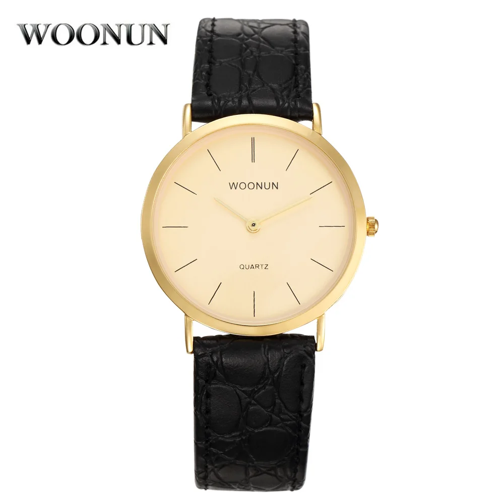 

WOONUN Men Simple Genuine Leather Quartz Watch Men Ultra Thin Watches Minimalist Watches Men 2 Pointer Watches Relogio Masculino