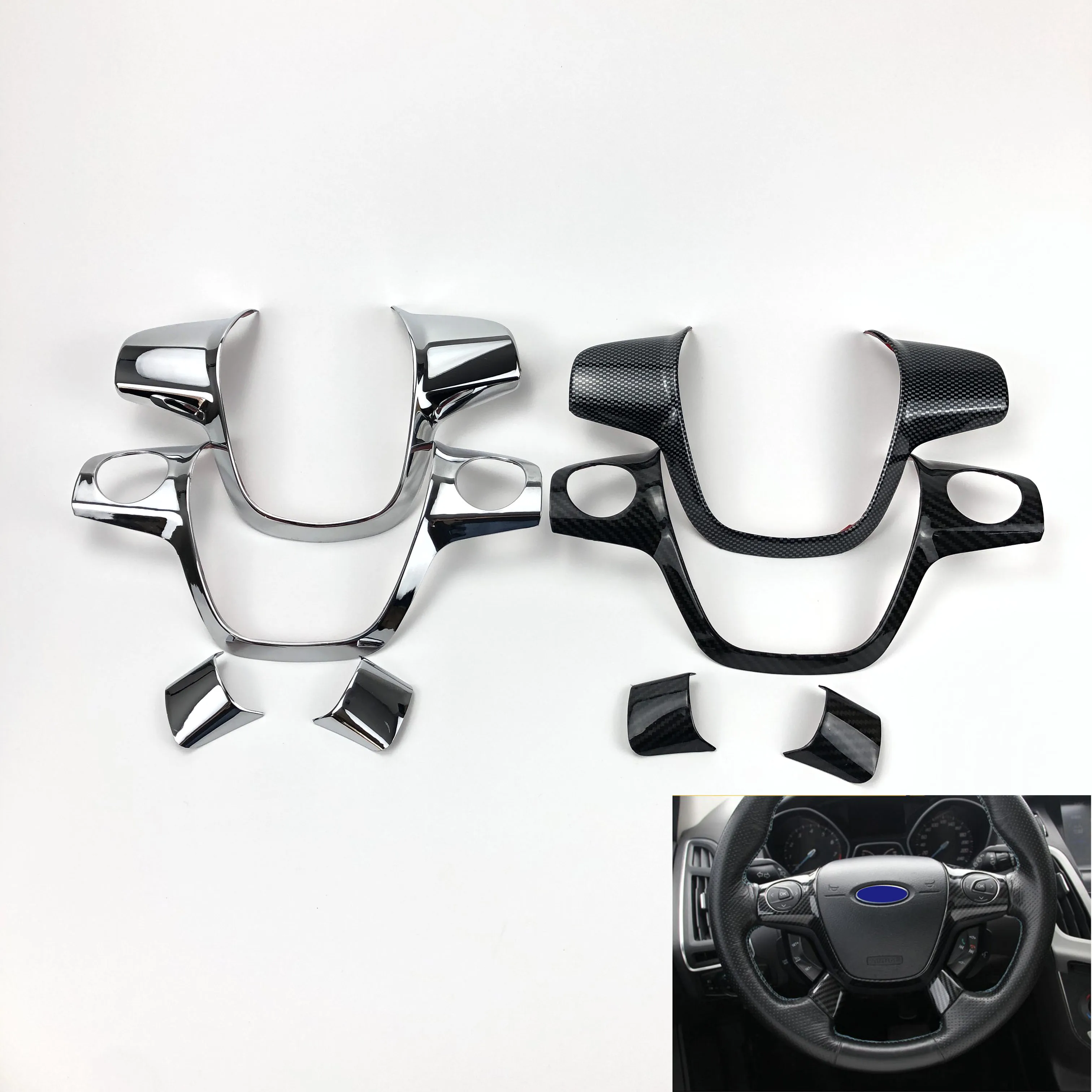 Cotochsun автомобильный Стайлинг руля декоративная крышка наклейка для Ford Focus 3 mk3 2012- Kuga 2013- авто аксессуары