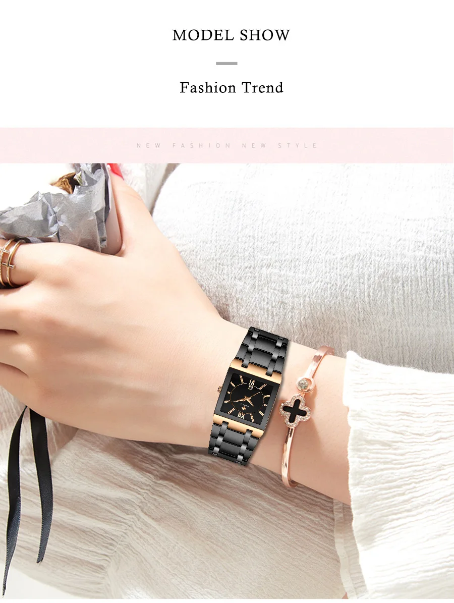 WWOOR New Design Women Bracelet Watches Top Brand Luxury Gold Square Quartz Watch Ladies Dress Waterproof Wrist Watch Gift Clock