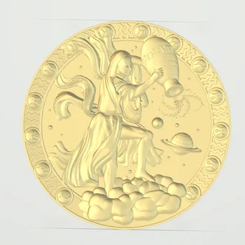 

Aquarius zodiac sign relief STL format CNC router carving Aspire ArtCAM Type3 design 3D file