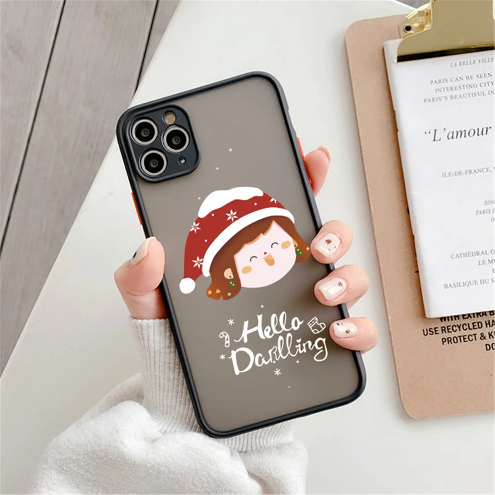 USLION Cute Christmas Santa Claus Elk Phone Case For iphone 11 12 13 Pro Max Mini XR Xs Max 7 8 Plus Hard PC Protection Cover iphone 13 phone case