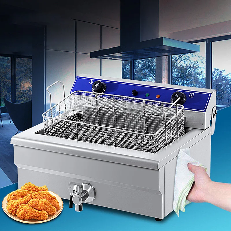 30L Electric Fryer Single Commercial Fried chicken French fries Frying Machine Stainless Steel 6000W Deep Fryer