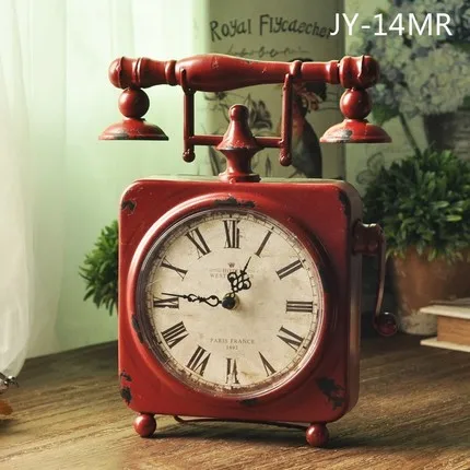 

Creative table clock, wrought iron retro nostalgic square clock